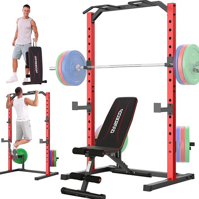 OPPSDECOR Power Cage Power Rack, Multi-Functional Weight Cage with More Training Attachments, Heavy-Duty Construction Squat Rack for Home Gym