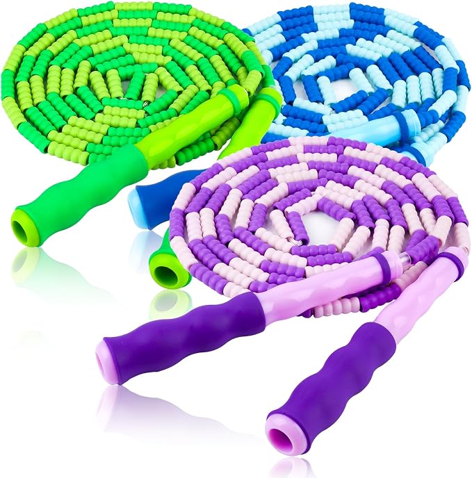 Jump Rope for Kids, 9 Ft Adjustable Jump Ropes for 4 5 6 7 8 10 12, Segmented Soft Beaded Jumping Rope Age 8-12, Tangle Free Skipping Rope for Women Man Fitness Weight Loss