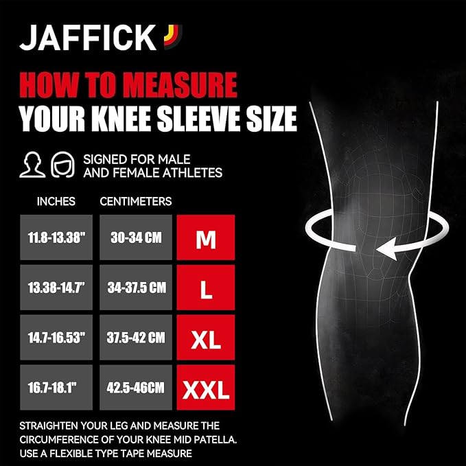 Jaffick 7MM Neoprene Knee Compression Sleeve for Weightlifting (1 Pair), M | Double-Layer With Pressure Belt, Powerlifting & Cross Training - Men & Women