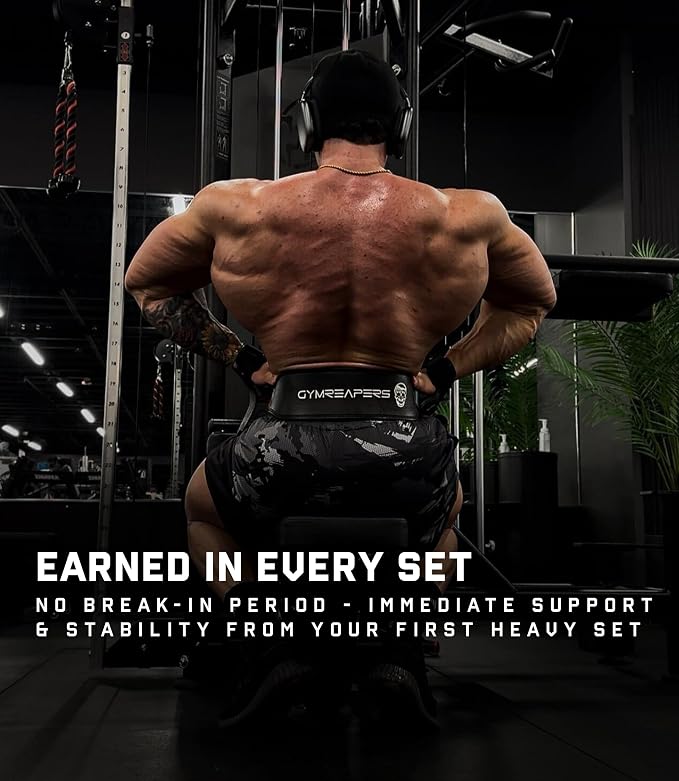Gymreapers Leather Weightlifting Belt for Bodybuilding, Squatting, Lower Back Support & Back Pain - Real Leather, Adjustable Buckle Sizing - Men Women