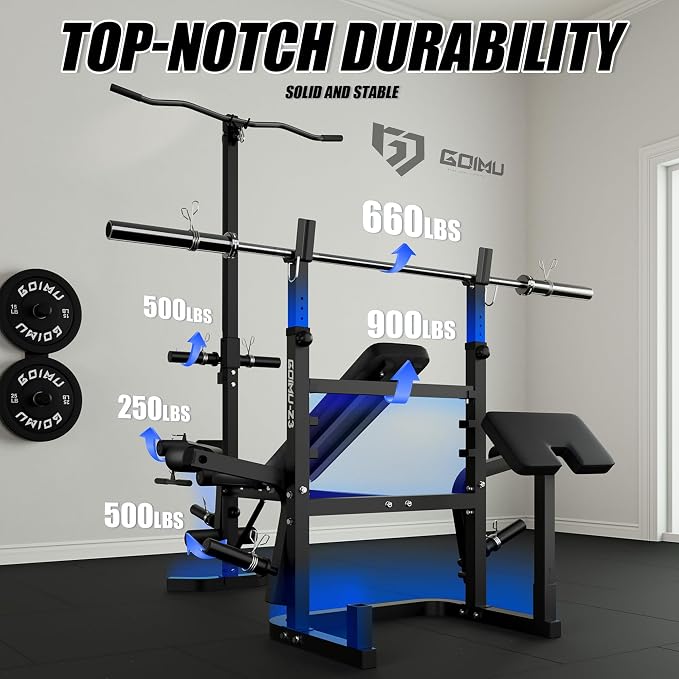 Z3 900LBS Olympic Weight Bench Set with Leg Extension, 9 in 1 Workout Press with Preacher Curl Pad and LAT Pulldown, Strength Training Bench for Home Gym