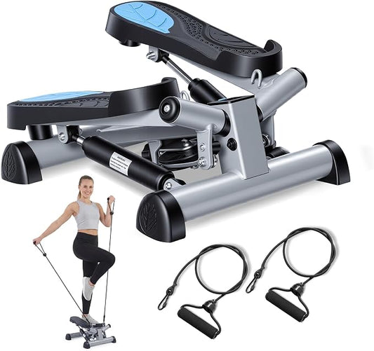 Efitment Mini Stepper for Exercise at Home, Twist Stair Stepper with Resistance Bands, LCD Monitor, Compact Cardio Step Machine for Full Body Workout