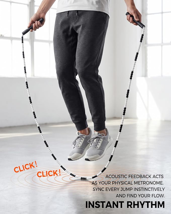 YUEDONG Soft Beaded Jump Rope for Teens & Adults, World Champion Luke Boon Collaboration, Adjustable Freestyle Jump Rope with 20cm Long Handles, Tangle-Free TPU Beads for Rhythm Training, Fitness Workout & Tricks | Luke Boon collaboration, soft TPU bea...