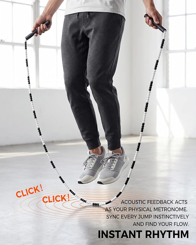 YUEDONG Soft Beaded Jump Rope for Teens & Adults, World Champion Luke Boon Collaboration, Adjustable Freestyle Jump Rope with 20cm Long Handles, Tangle-Free TPU Beads for Rhythm Training, Fitness Workout & Tricks | Luke Boon collaboration, soft TPU bea...