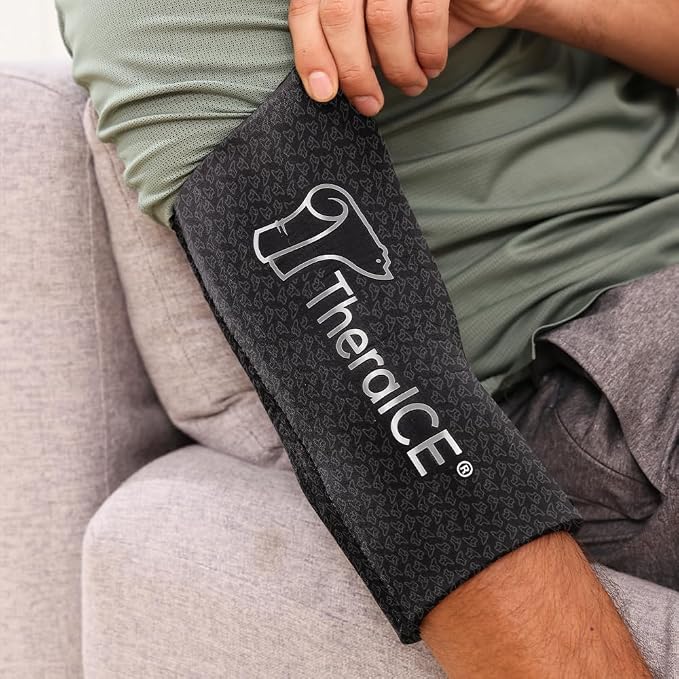 TheraICE Elbow Ice Pack Wrap PRO, Compression Sleeve for Tennis Elbow | FocusZone Extra Cooling, Forearm & Arm Ice Sleeve for Bursitis, Tendonitis Relief