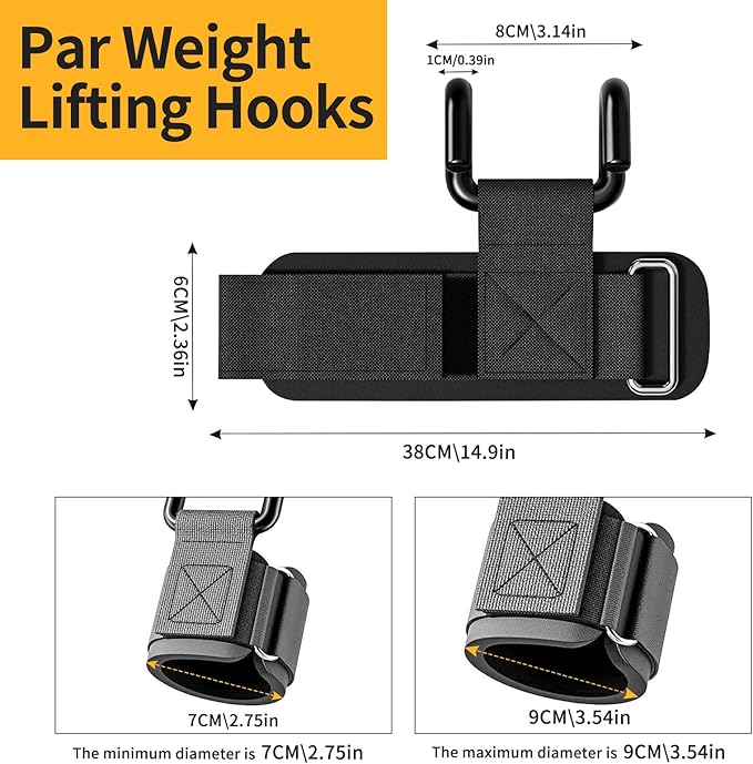 GPANDAG Weight Lifting Hooks for Men and Women (Pair) | 330 LB Heavy Duty Gym Lifting Wrist Strap Hook for Deadlifts, Pull-Ups, Strength Training, 0.4inch Grip Weightlifting Hooks