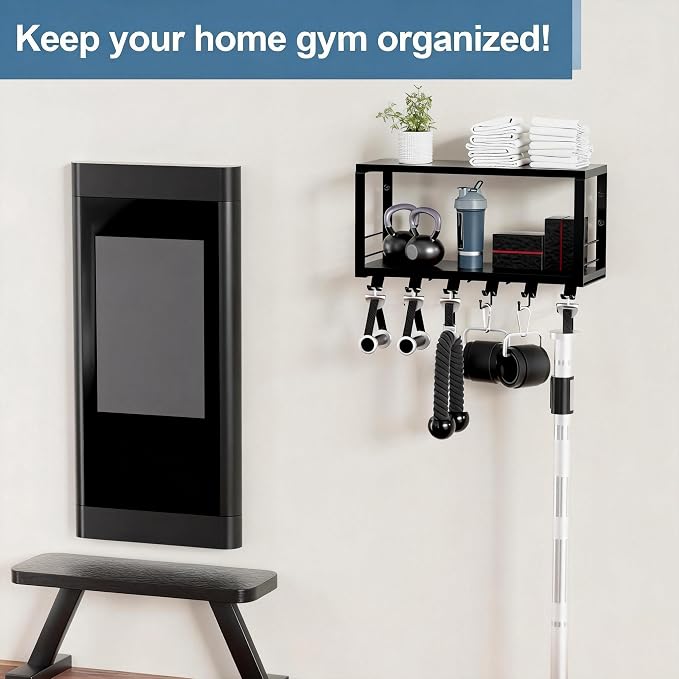 TJ.MOREE Floating Shelf Compatible 2 Tier with Tonal Accessories Wall Mount | Home Gym Storage Rack for Fitness Equipment, T-Bracket Lock Adapters Hanger