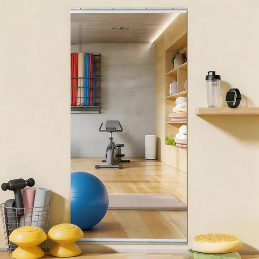 Home Gym Mirror, 63" x 28", 1PCS Large Full Body Mirror for Yoga, Silver HD Frameless Tempered Glass, Wall-Mounted Wall Mirrors for Home Gym, Workout, Dance Studio Anti-Distortion Technology