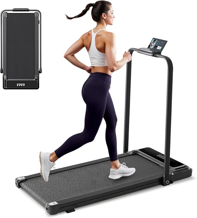 Walking Pad Under Desk Treadmill, Portable Compact Electric Walking Treadmill, Quiet Fitness Machine with Remote Control & LED Display for Home Office