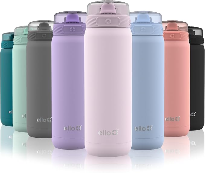 Ello Cooper 18oz Insulated Stainless Kids Water Bottle with Straw, Cashmere Pink