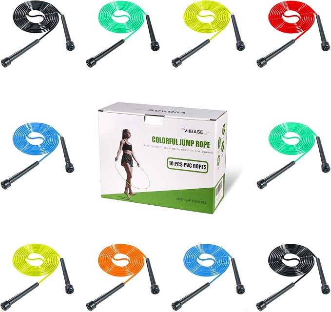 Pack PVC Jump Rope for Cardio Fitness - Versatile Adjustable Skipping Rope for Women Men Kids, Speed Jump Rope for Exercise,9 Feet