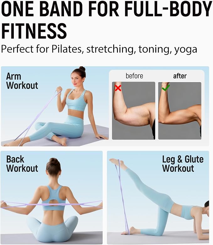 Upgraded Figure 8 Resistance Bands, Resistance Bands for Arms & Full Body Workout, Stretch Resistance Band with Handles for Yoga, Pilates, Toning, Home Fitness & Physical Therapy