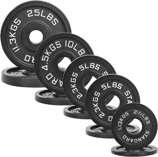 Fitvids Barbell Cast Iron 2-Inch Weight Plates for Strength Training & Weightlifting, 95LB Set