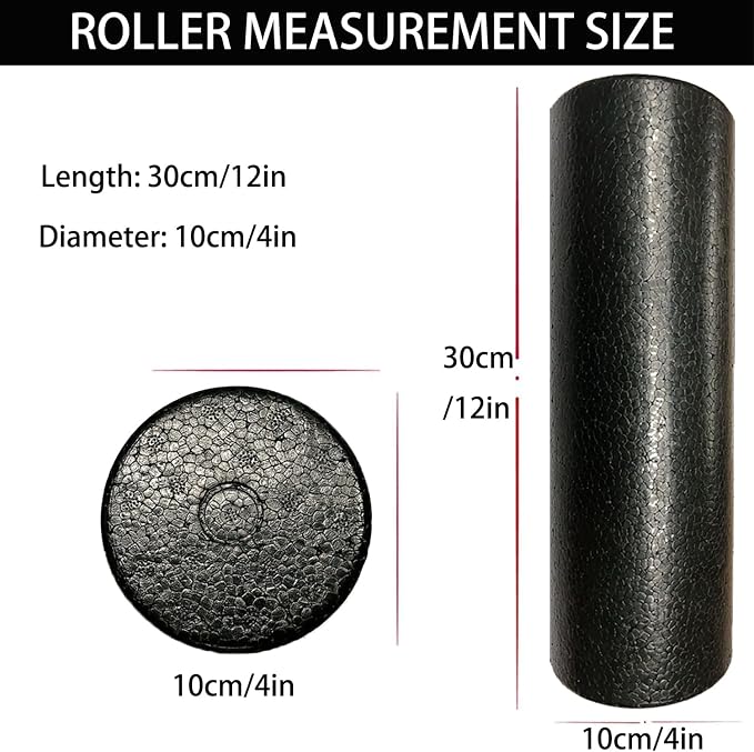 Hard Travel Size Back Roller, High Density Foam Roller for Exercise | 12" X 4" Round, Deep Tissue Muscle Massage Recovery, Fitness Workout Stretching Physical Therapy, Travel, Compact Size