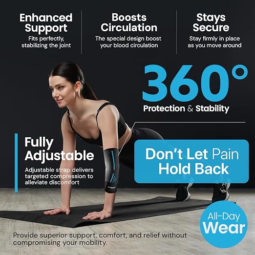 Tennis Elbow Brace for Women & Men, Fitness and Everyday Use (Large)