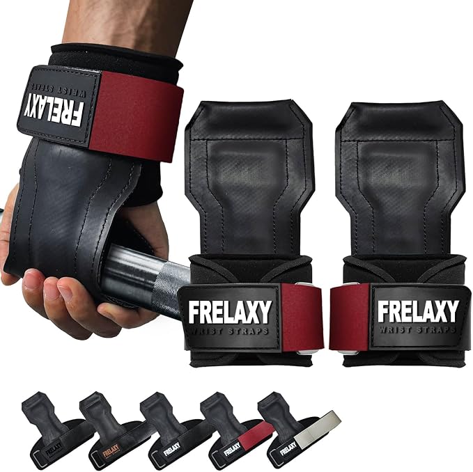Frelaxy Lifting Wrist Straps, Rubber Weight Lifting Grips for Deadlifts | Non-slip rubber palm, Full palm protection, Neoprene wrist padding, Enhanced grip support, Pull ups rows lat pulldowns