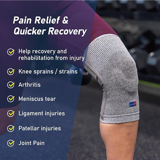 Comforband Premium Recovery Knee Compression Support – Germanium & Bamboo Charcoal Infused Knee Brace for Improved Circulation, Joint Stability, and Pain Relief (Small)