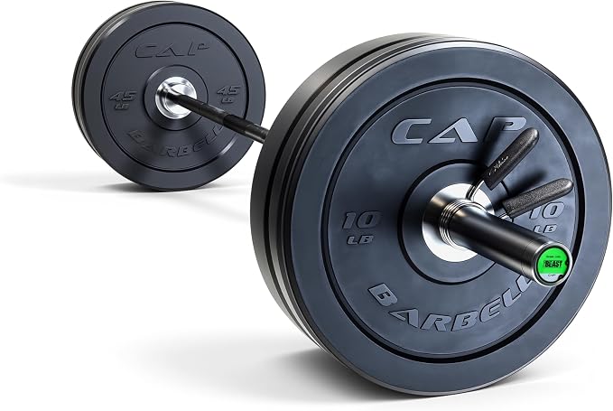 CAP Barbell Olympic Weight Set with 7ft Barbell & Bumper Plates | 160-370 lbs | Multiple Options