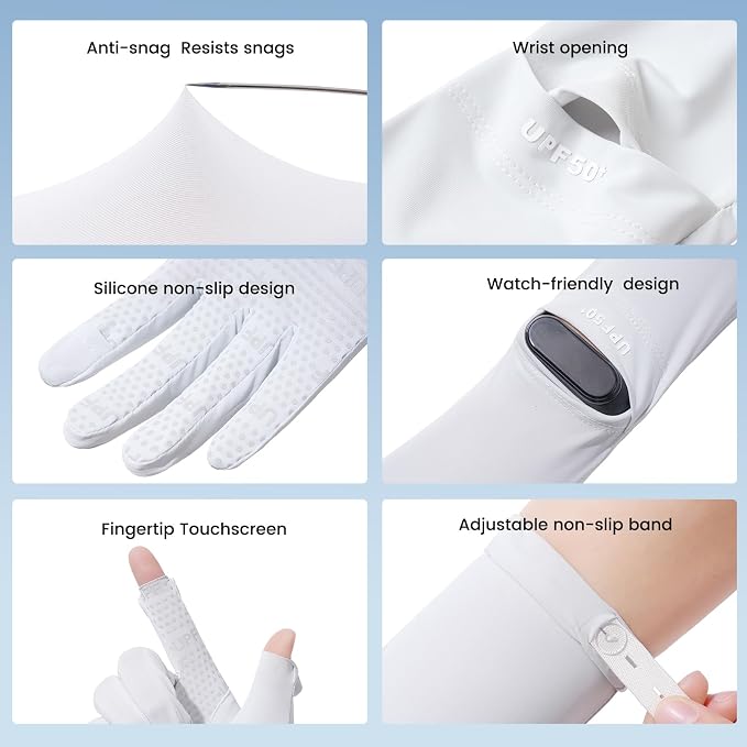 Women Driving Gloves, UV Protection Sun Gloves, Touchscreen Full Finger | UPF 50+ fabric blocks 99% UV rays, protecting hands during driving, cycling, fishing, hiking and outdoor activities
