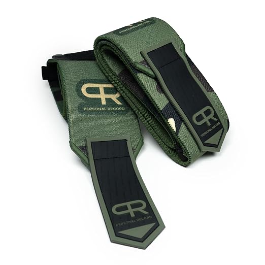 Elbow Wraps for Weightlifting - Heavy Duty Construction, 25% More Elasticity, Reinforced Stitching, Extra Wide Fastener, Easy to Adjust, Green Camo