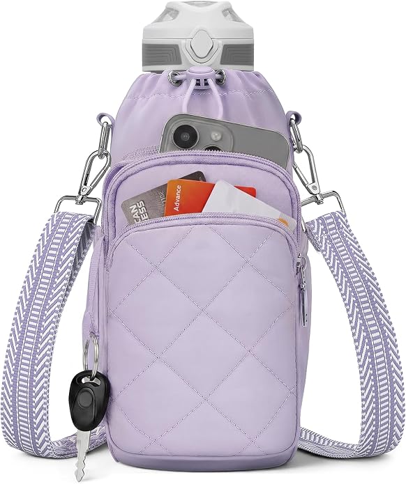 Water Bottle Bag Crossbody，Insulated Holder Purse