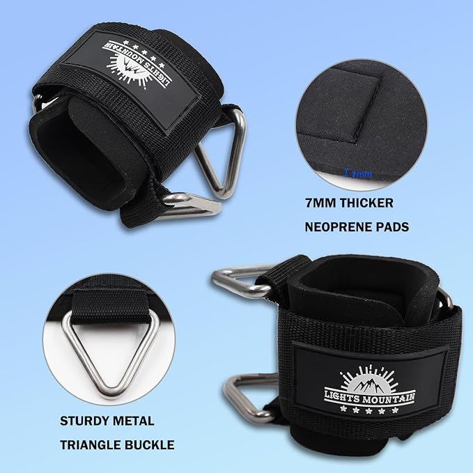 Wrist Cuffs for Cable Machines – Padded & Adjustable Straps for Lateral Raises, Tricep Pushdowns & Strength Training