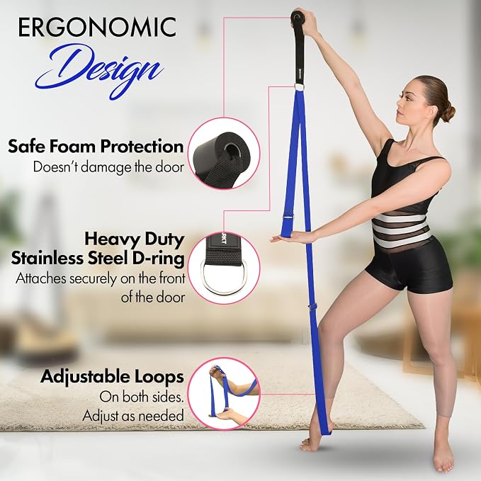 Stretching Strap with Door Anchor for Splits and Flexibility Training | Improve Leg Flexibility at Home, Ideal for Ballet, Dance, Cheerleading, Yoga, Pole Dance and Gymnastics