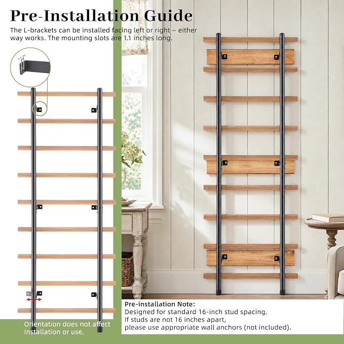 DHT Wood Stall Bar, Swedish Ladder Suspension Trainer with 9 Strategic Rods, for Home, Gym, School and Clinics, Black
