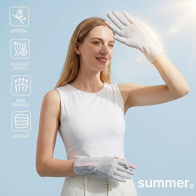 Women Driving Gloves, UV Protection Sun Gloves, Touchscreen Full Finger | UPF 50+ fabric blocks 99% UV rays, protecting hands during driving, cycling, fishing, hiking and outdoor activities
