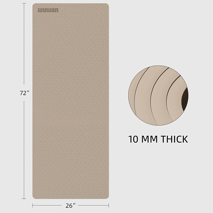 TPE Yoga Mat 72"x26"x0.4" Thick Non Slip Exercise Fitness Mat | Thick Cushioning Yoga Mat | Non Slip Exercise Mat | Pilates & Workout Mat | Home Gym Fitness Equipment