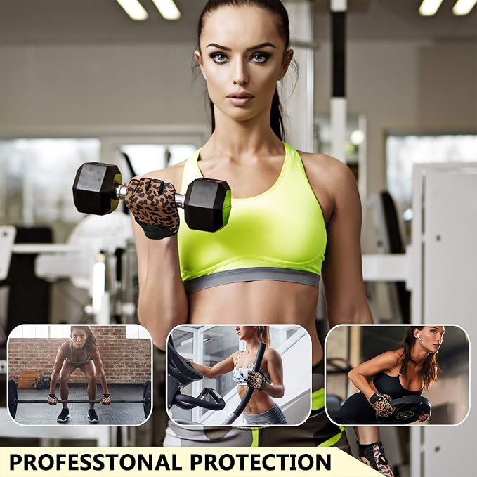 Workout Gloves for Women Men, Weight Lifting Gloves Padded, Full Palm Grip | Gym Grip Gloves for Weightlifting, Rowing, Exercise, Cycling, Dumbbells, Kettlebells, Home Work Out Equipment, Half-finger