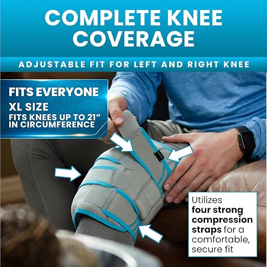 Vive Knee Ice Pack Wrap - Cold/Hot Gel Compression Brace - Heat Support | Strap for Arthritis Pain, Tendonitis, ACL, Athletic Injury, Osteoarthritis, Women, Men, Running, Meniscus and Patella Surgery