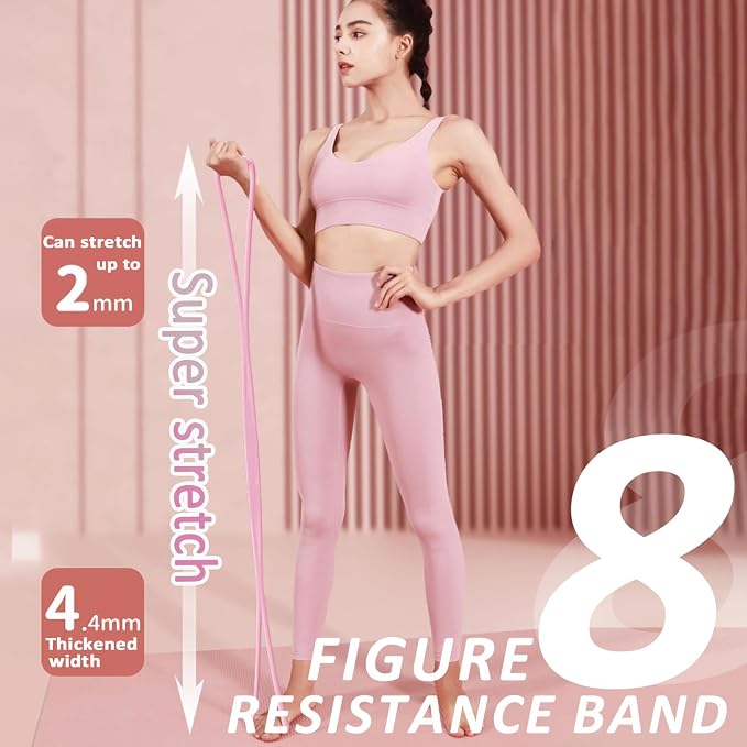Figure 8 Resistance Bands for Women & Men – 15LB Silicone Pull Rope for Shoulder, Back & Arm Workout – Non-Slip Handles, Home Gym, Yoga & Physical Therapy – Toning, Posture Correction