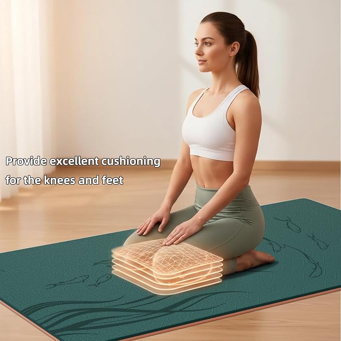 Extra Wide Yoga Mat 76"x40"x10mm TPE Non-Slip Fitness Exercise Mat | Thick 10mm Premium TPE, Extra Large for Pilates, Workout and Home Gym. Ideal for Men and Women