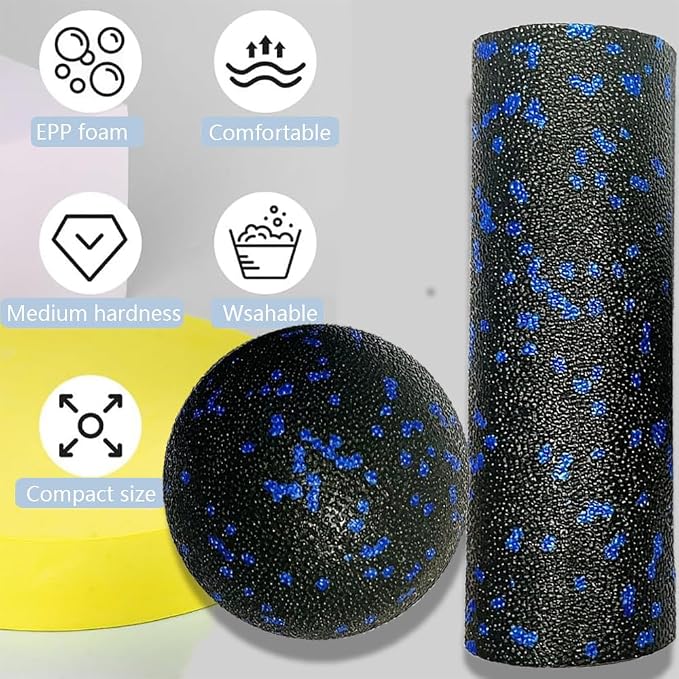 Mini Foam Roller, High Density Massage Tool for Physical Therapy | Extra Small Size 6"L x 2" Round, 3.2-Inch Ball, Deep Tissue Muscle Recovery, Fitness Workout Stretching, Travel