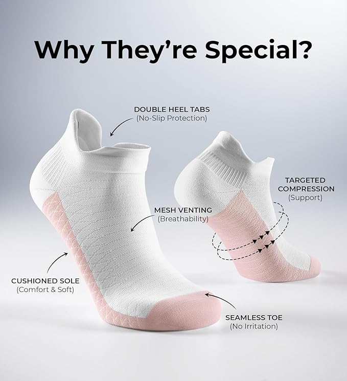 FITRELL Ankle Compression Socks for Women & Men - 5/6 Pairs Cushioned Arch Support Running Socks, Plantar Fasciitis Relief