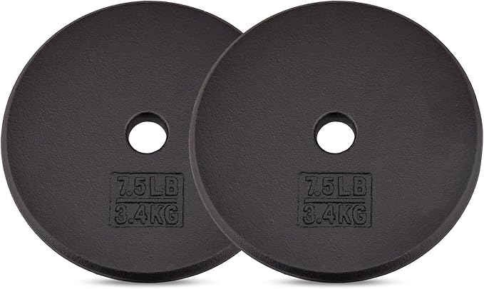 Yes4All 1-inch Cast Iron Weight Plates for Dumbbells – Standard Weight Disc Plates, 7.5 Pound (Pack of 2)