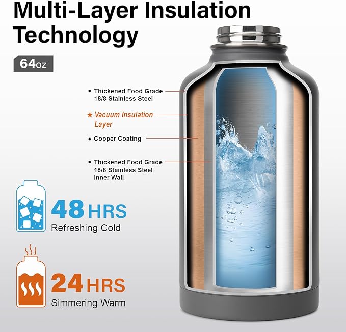 DYSANKY Insulated Water Bottle with Portable Carrier Bag for Outdoor 64 oz
