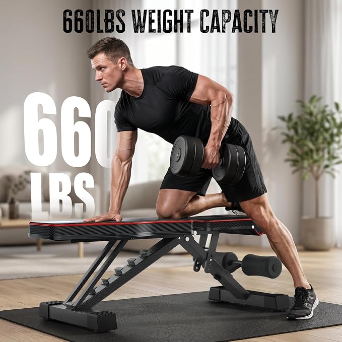 Multi-Function All in 1 Weight Bench Set - Multi-Positions Heavy Duty Weight Lifting Sit Up Bench Workout Benchs Folding Bench Press for Home Gym