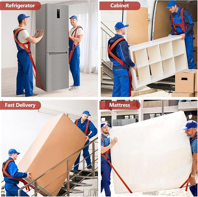 KEDSUM Moving Straps - Lifting Straps Moving for Furniture, 2-Person Lifting & Moving System, Hold Up to 800LBS for Appliances Mattresses Heavy Things, Safely and Easily Like a Pro(with Back Support)