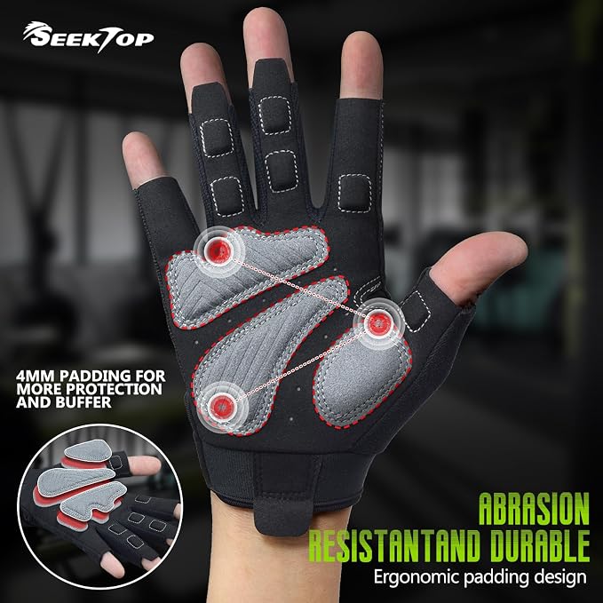 Seektop Padded Workout Gloves for Men & Women: Excellent Grip Gym Gloves | Breathable Lightweight, with Full Palm Protection,Gym Weight Lifting for Fitness, Training