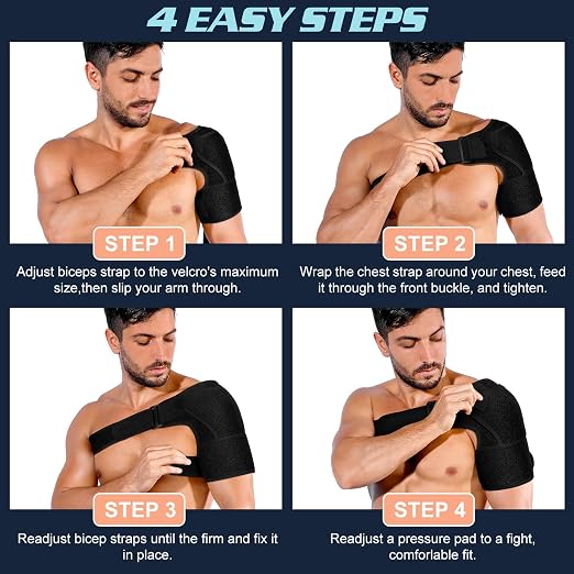 Shoulder Brace for Men and Women, Adjustable Shoulder Support Compression Sleeve for Torn Rotator Cuff Relief and Stability, Fits Right or Left,Arm Sling Shoulder for Daily Use and Recovery (2, Black)