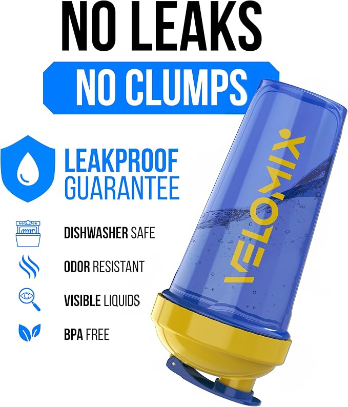 VELOMIX 2 Pack 28oz Protein Shaker Bottle for Protein Mixes, Stand Strong | 2x Wire Whisk, Leak Proof Shaker Cups for Protein Shakes, Stackable, Dishwasher safe, BPA free, Pre Workout and Fitness ready