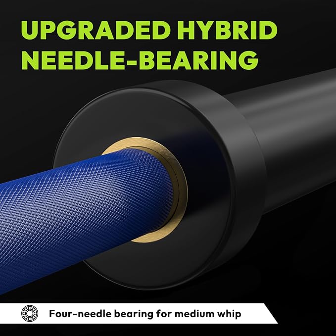 HANDBODE 7 FT Olympic Barbell 45 LB, 2-Inch Weight Bar, 1000 LB | Needle Bearings, Knurled Grip, Hard Chrome Coating, Powerlifting, Bench Press, Deadlift, Squat, Hip Thrusts And Cleans