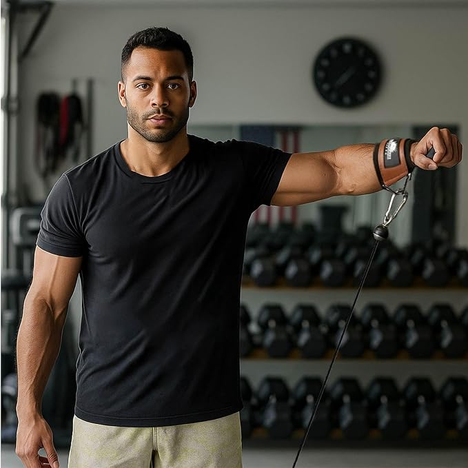 Wrist Cuffs for Cable Machines – Padded & Adjustable Straps for Lateral Raises, Tricep Pushdowns & Strength Training