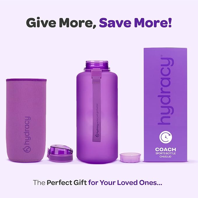 Hydracy 2L Large Water Bottle, 100% BPA Free Tritan Plastic, Leakproof, Zero Condensation, Motivational Timeline, Safe, Non-Toxic, Durable, Smart Design | BPA-Free Tritan, Leakproof Flip-Top Lid,No-Sweat Sleeve,Carry Strap,Daily Intake Tracking for Gym...