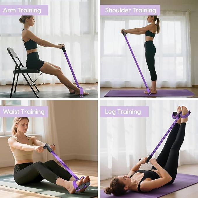 6-Tube Pedal Resistance Band for Women,Fixed High Resistance Foot Pedal Exerciser,Anti-Snap Home Gym Workout Equipment for Abdomen,Waist,Arm,Leg,Glutes,Full Body Toning & Strength Training