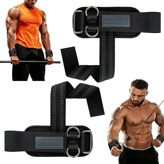 2-in-1 Weight Lifting Straps with Double D Rings, Gym Wrist Straps for Men | Anti-Slip Grip Deadlift Straps for Strength Training & Cable Machines,Padded Wrist Cuffs for Powerlifting,Rows,Pull-ups