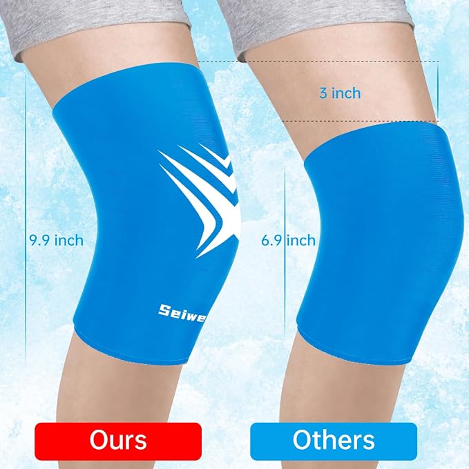 Extended Leg Knee Ice Pack Wrap Sleeve for Knees Injuries Reusable 2 Pack | Gel Freeze Knees Brace for Swelling, Replacement Surgery, Cold Compress Therapy for Arthritis, Meniscus Tear and ACL Gift