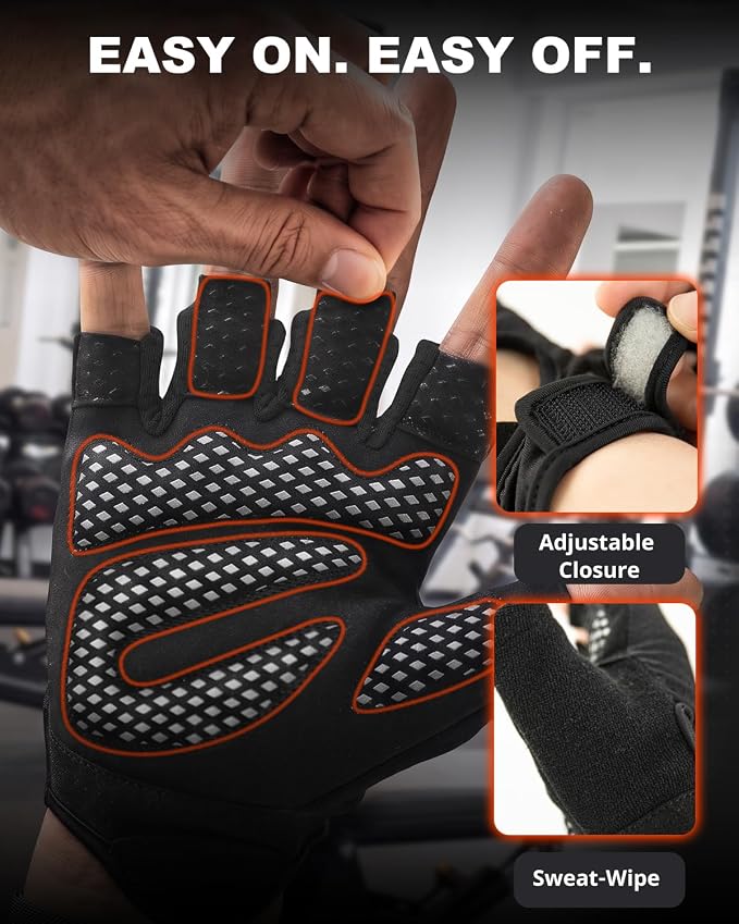 Workout Gloves for Men & Women, Enhanced Grip, Full Palm Protection | Breathable and Durable Gloves for Weight Lifting, Gym Training, Pull Ups, Strength Training and Fitness Workouts